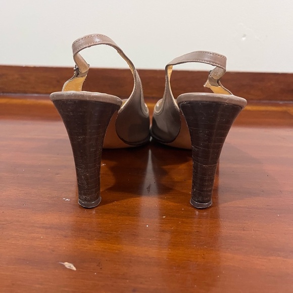 Vintage Julianelli Square Toe Leather Sling-back Heels - Picture 7 of 9